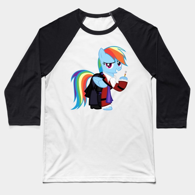 Rainbow Dash as the 3rd Doctor Baseball T-Shirt by CloudyGlow